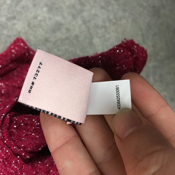 Juicy Couture Top M Long Sleeve Swing Waffle Knit Embellished Bling Raw Edge Red - Picture 9 of 12